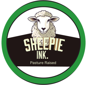 SheepieInk circular farm logo — pasture-raised lamb, North Idaho